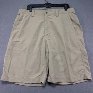 The North Face Men Horizon Khaki Tan Nylon Hiking Cargo Shorts Size 38 Inseam 10